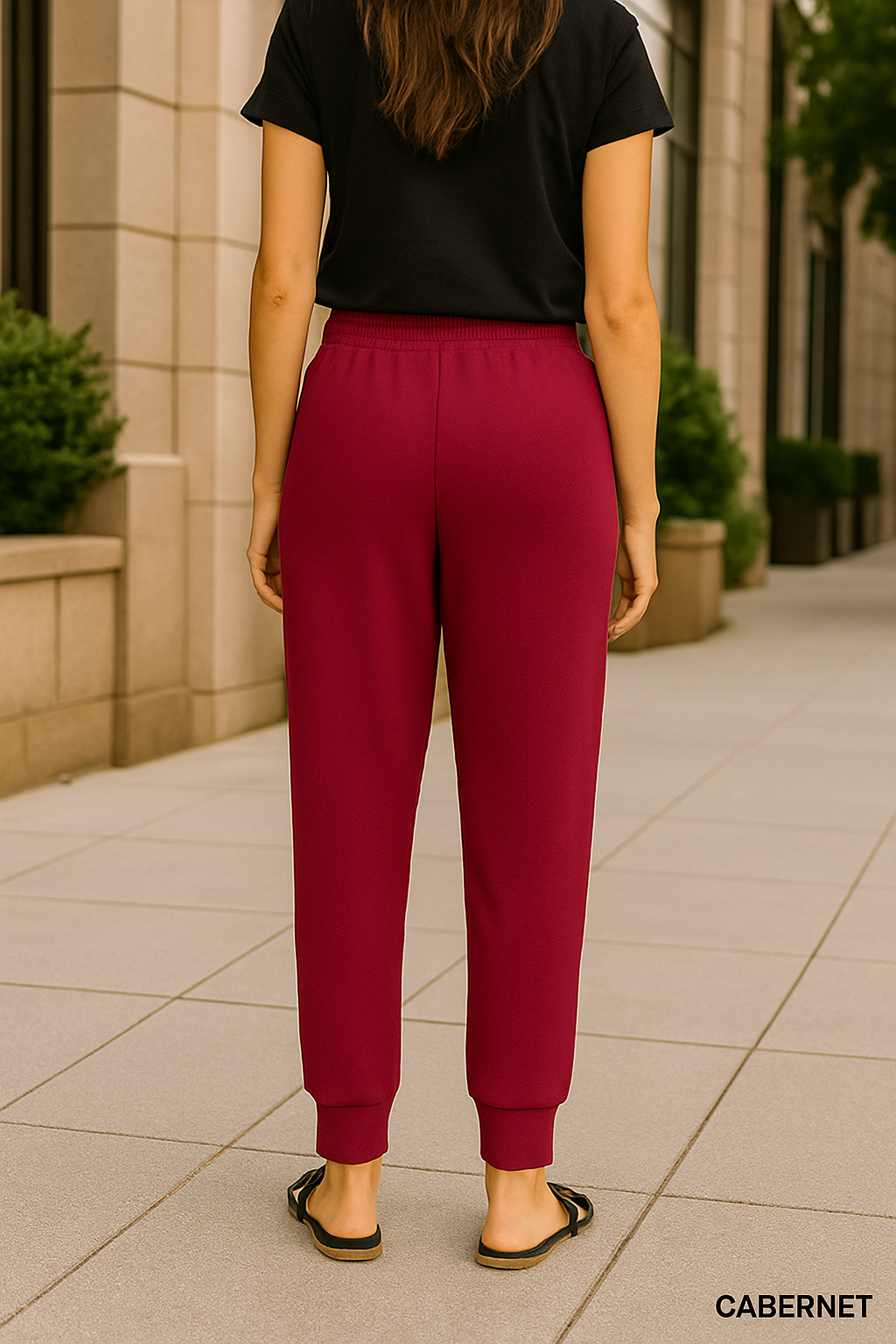 Zenana Cabernet Drawstring Center Seam Scuba Jogger Sweatpants with Pockets