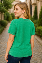 Zenana Kelly Green Washed Short Sleeve T-Shirt