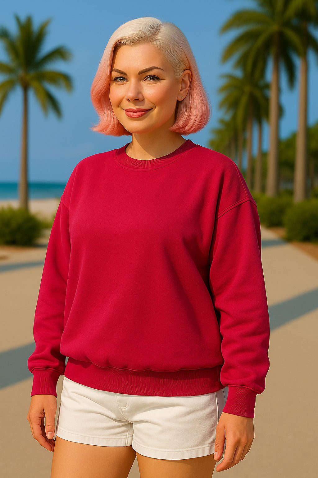 Zenana Ruby Soft Fleece Pigment Dye Round-neck Sweatshirt