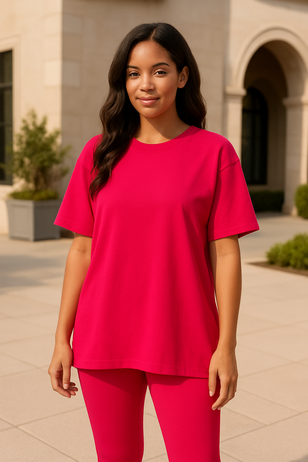 Zenana Ruby Cotton Round Neck Top & Legging Set