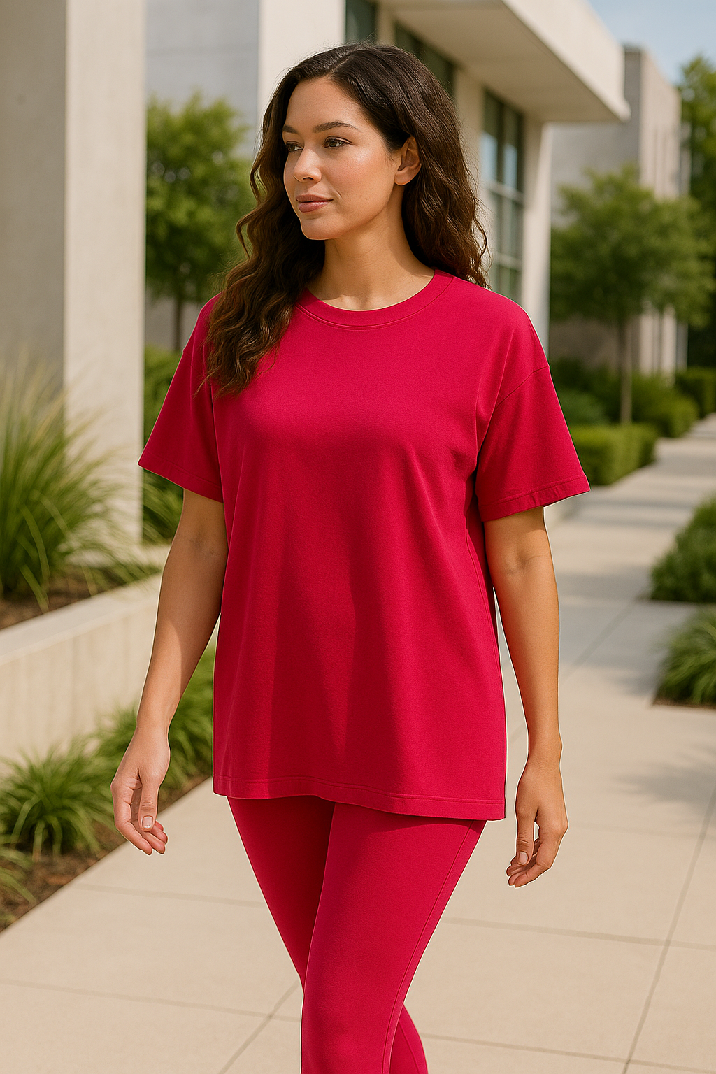 Zenana Ruby Cotton Round Neck Top & Legging Set RUBY