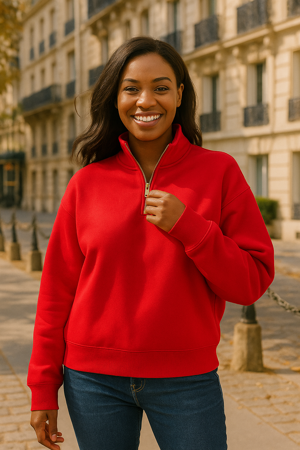 Zenana Ruby Fleece Half Zip Sweatshirt RUBY