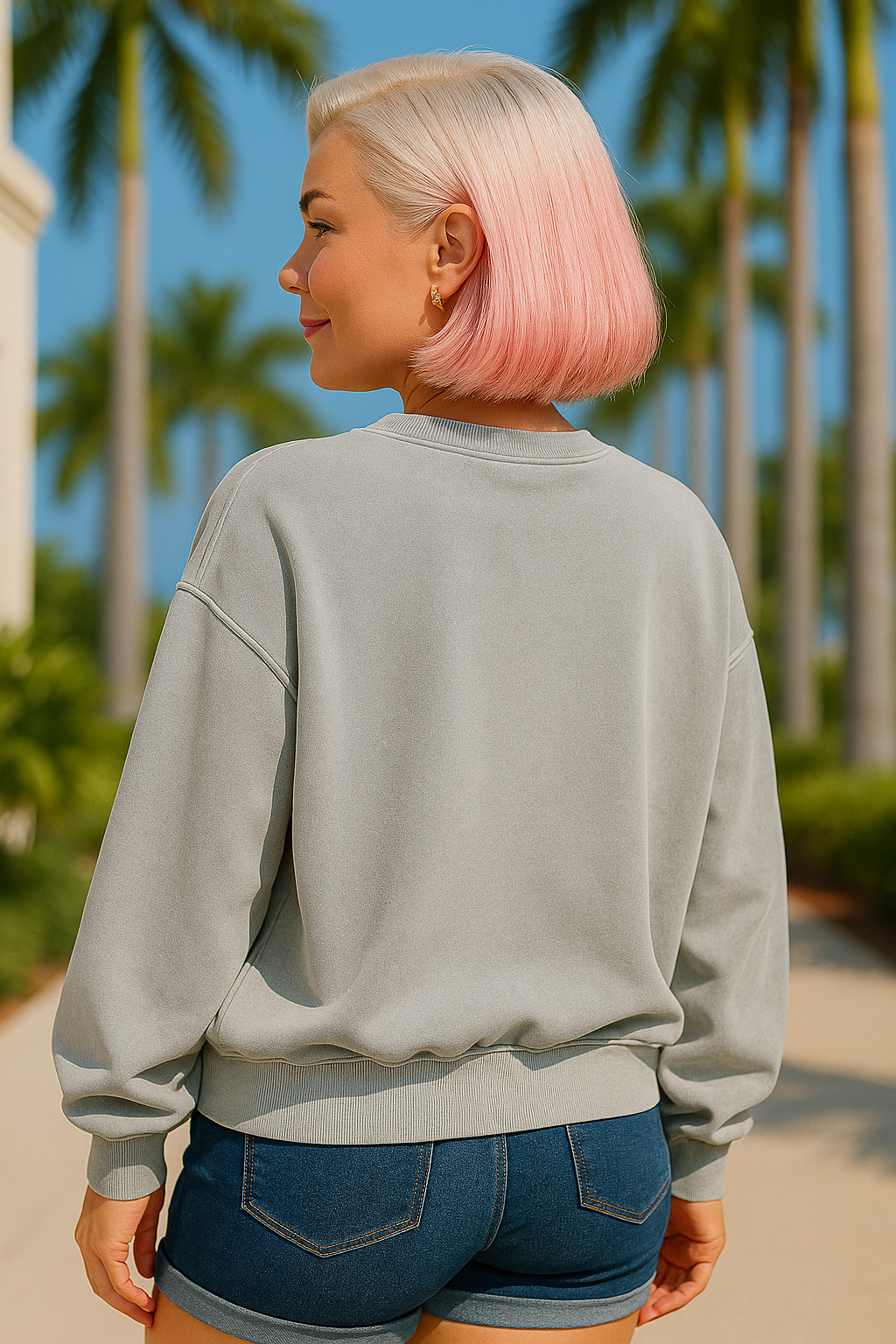 Zenana Sleet Soft Fleece Pigment Dye Round-neck Sweatshirt