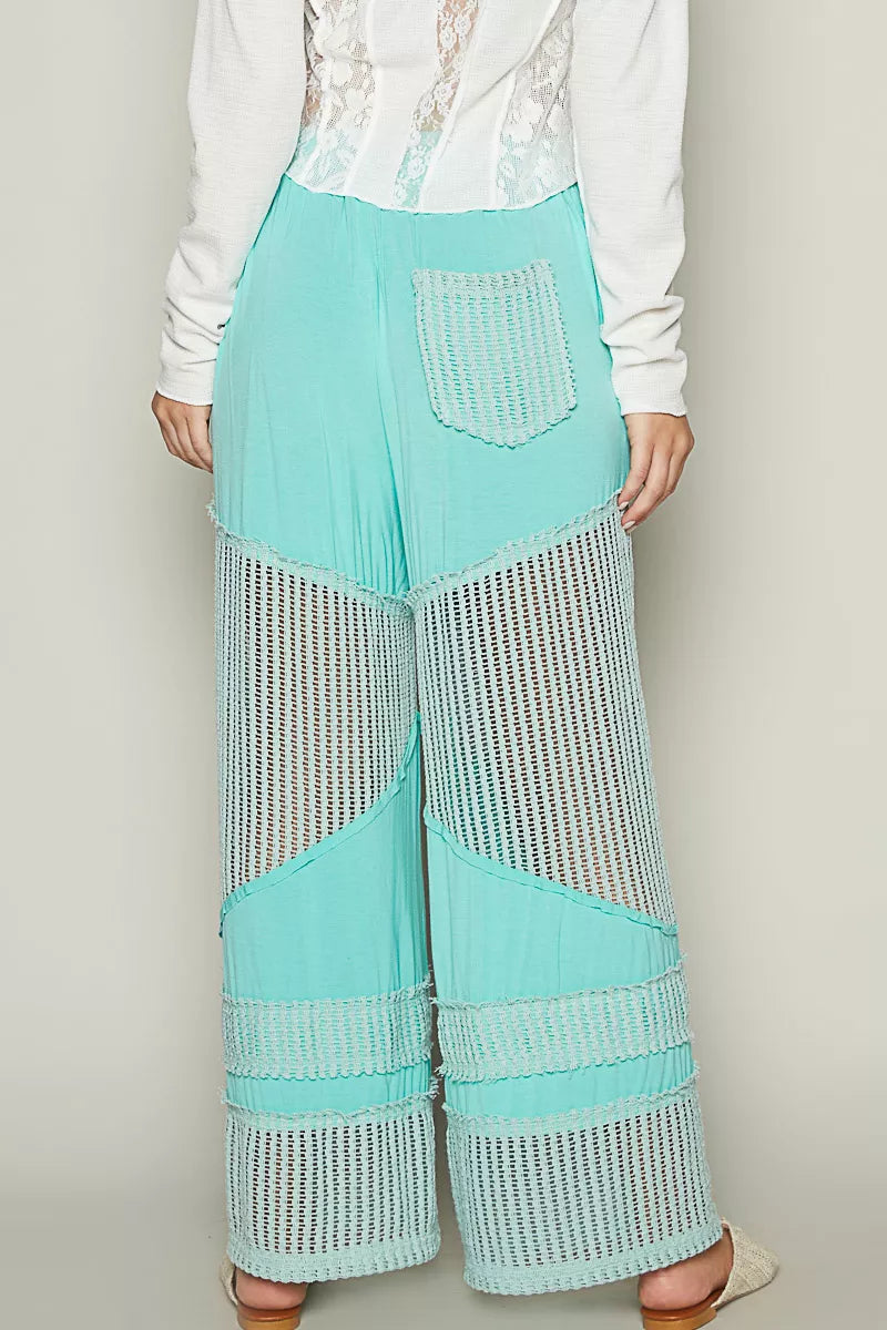 POL Electric Blue Drawstring Elastic Waistband Wide-Leg Pants