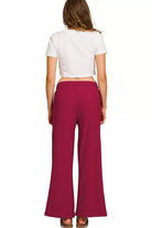 Zenana Cabernet Ribbed Round Neck Pullover and Drawstring Pants Set