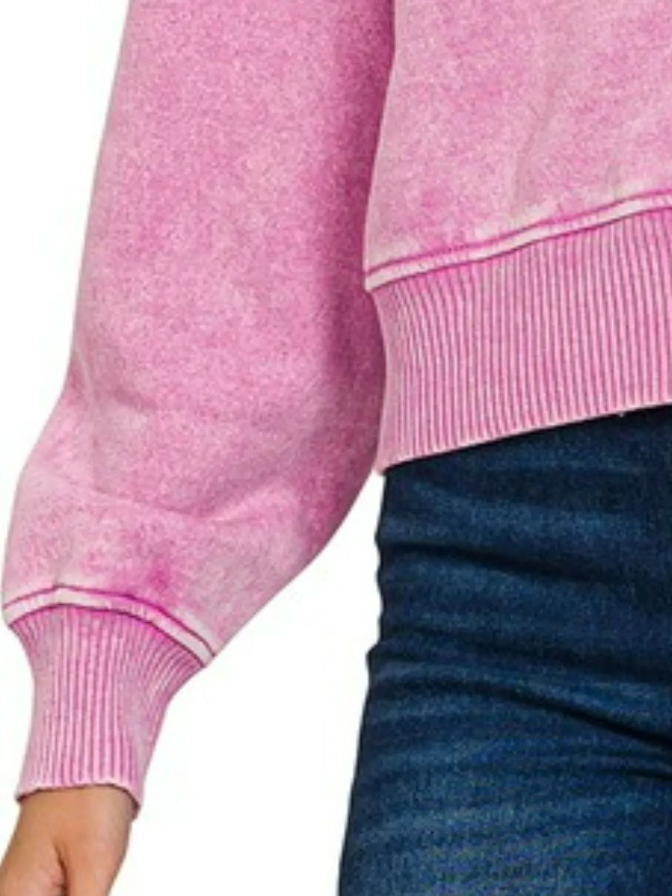 Zenana Mauve Acid Wash Fleece Drawstring Cropped Hoodie