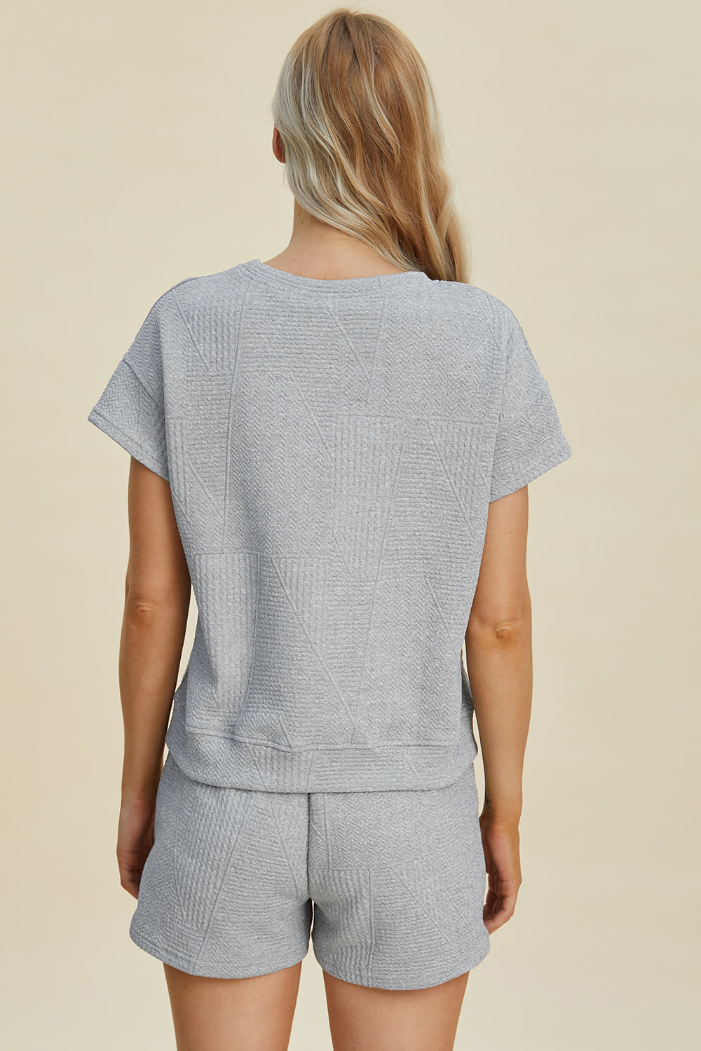 Double Take Textured Short Sleeve Top and Shorts Set in 5 colors Loungewear