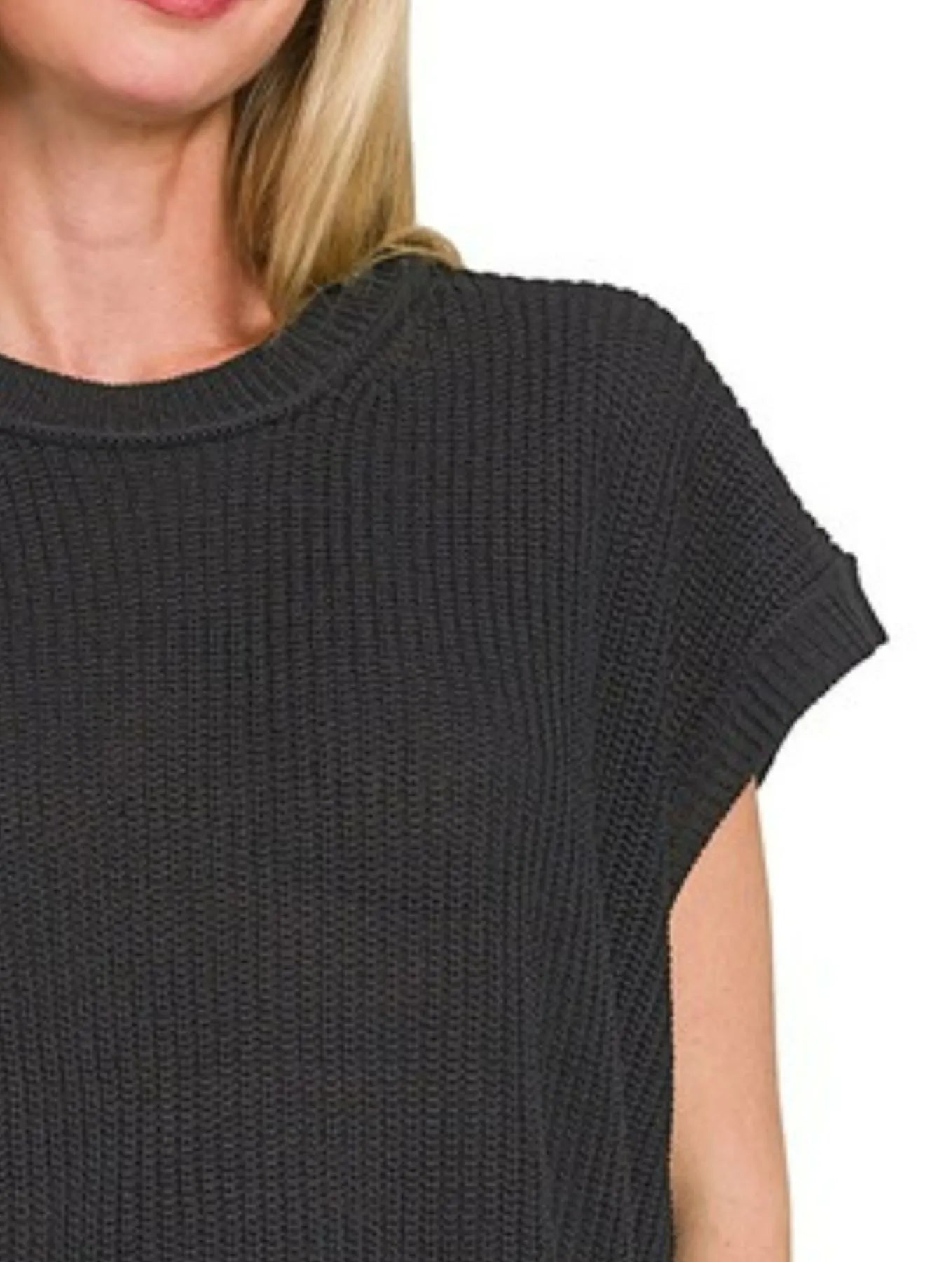 Zenana Black Oversized Crew Neck Sweater