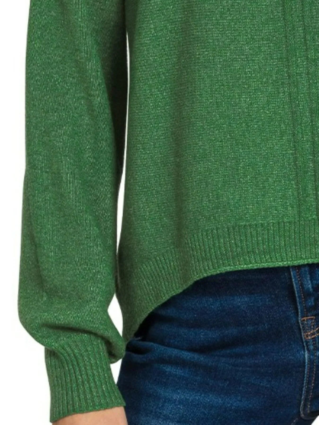 Zenana Dark Green Viscose Front Seam Round-Neck Sweater