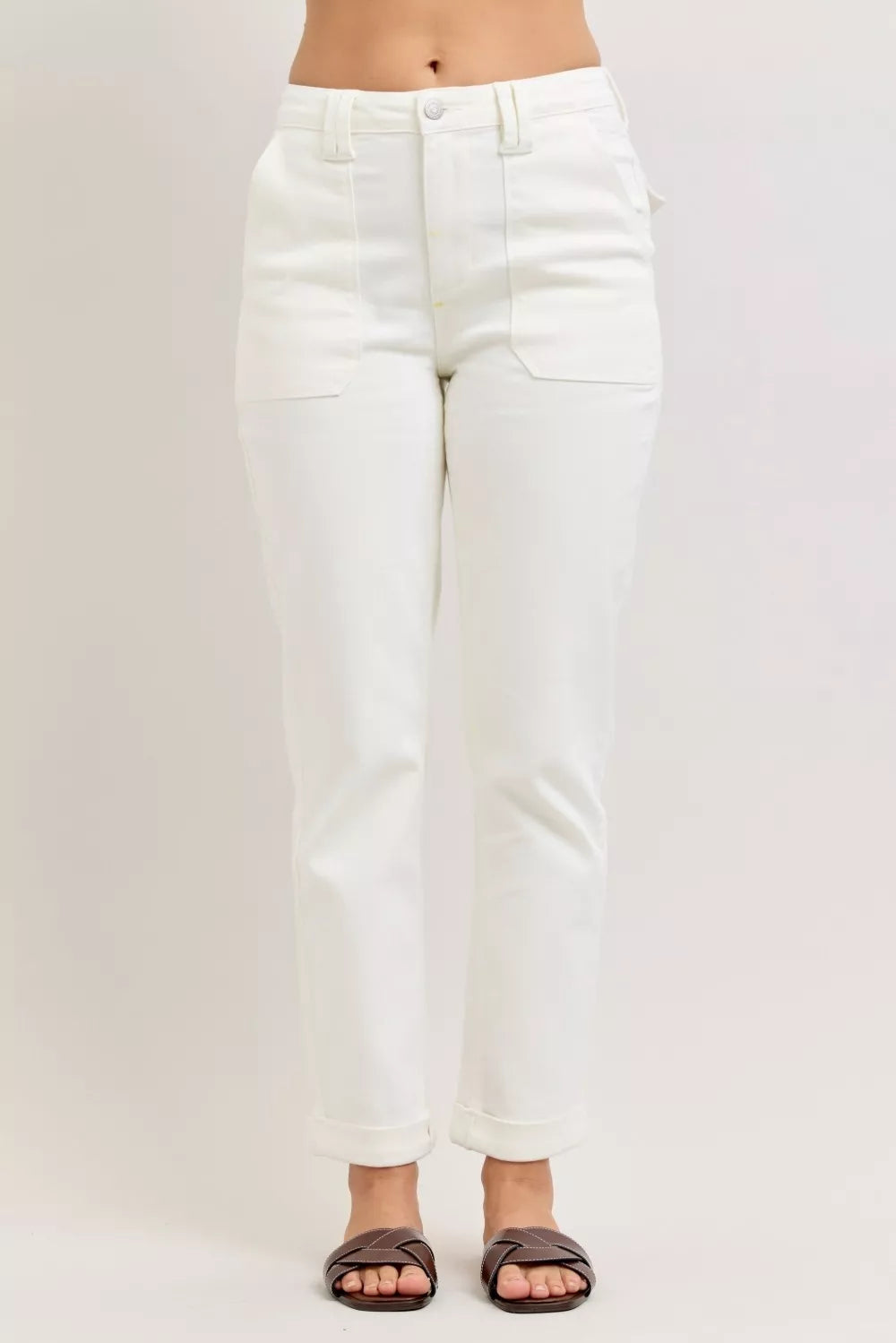 Judy Blue White High Waist Jeans with Patch Pockets WHT