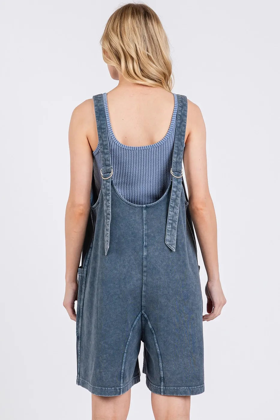 Mittoshop Navy Low Scoop Neck Tank Washed French Terry Romper