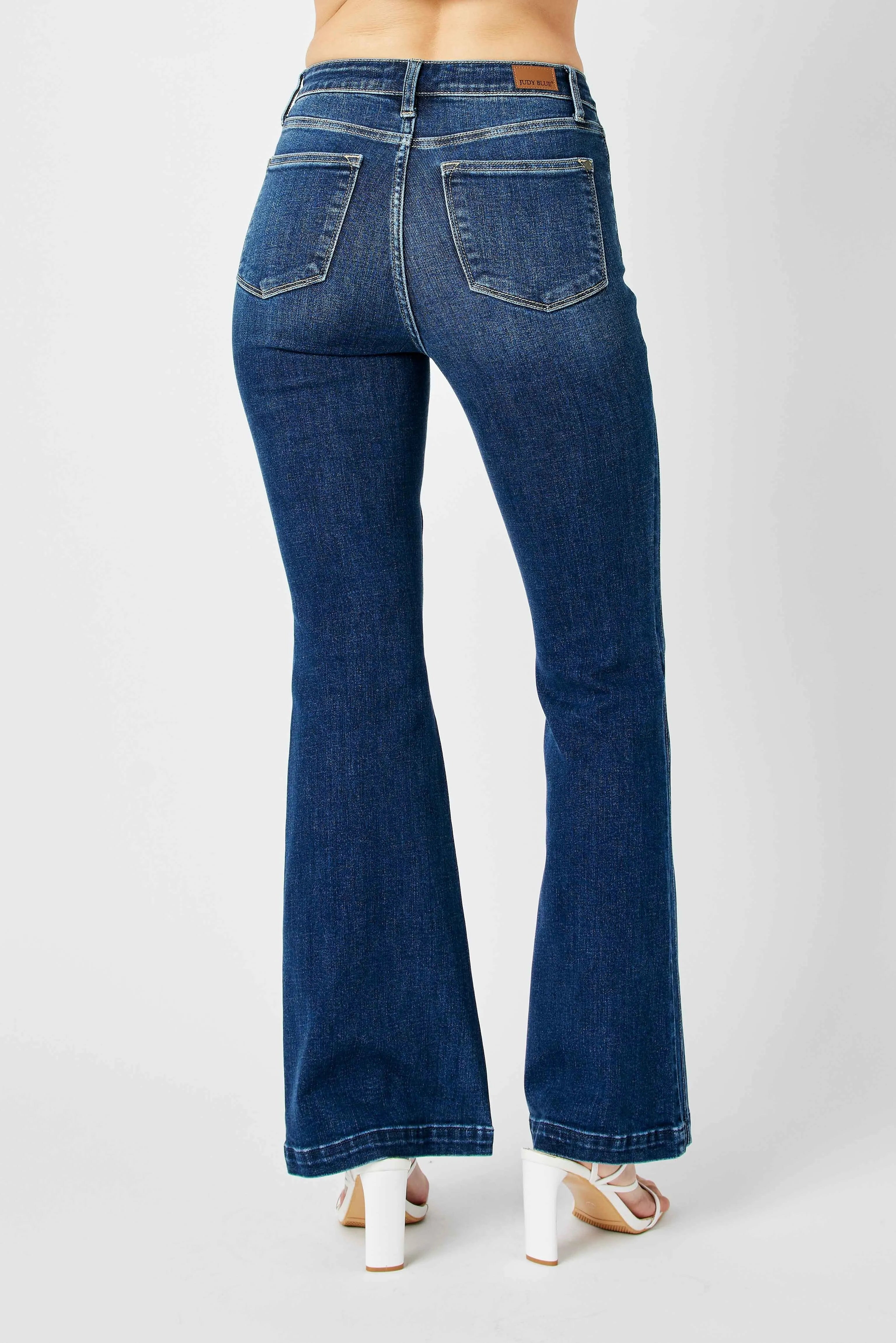 Judy Blue High Waisted Angled Side Seam Detail Flare Jeans
