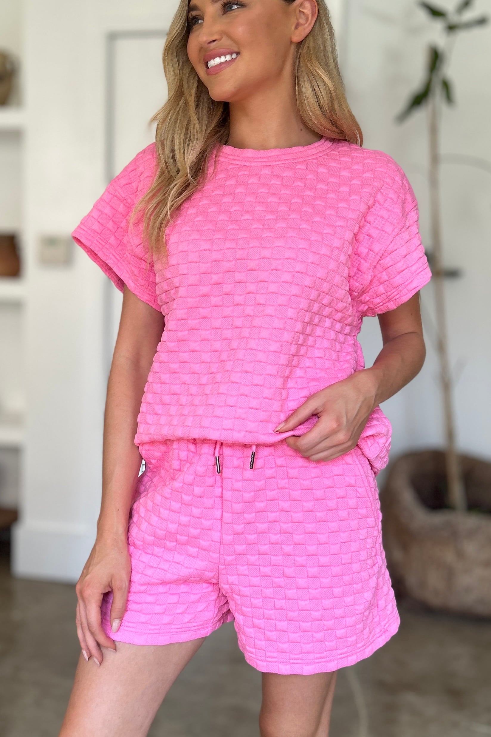 Double Take Textured T-Shirt and Shorts Set Outfits