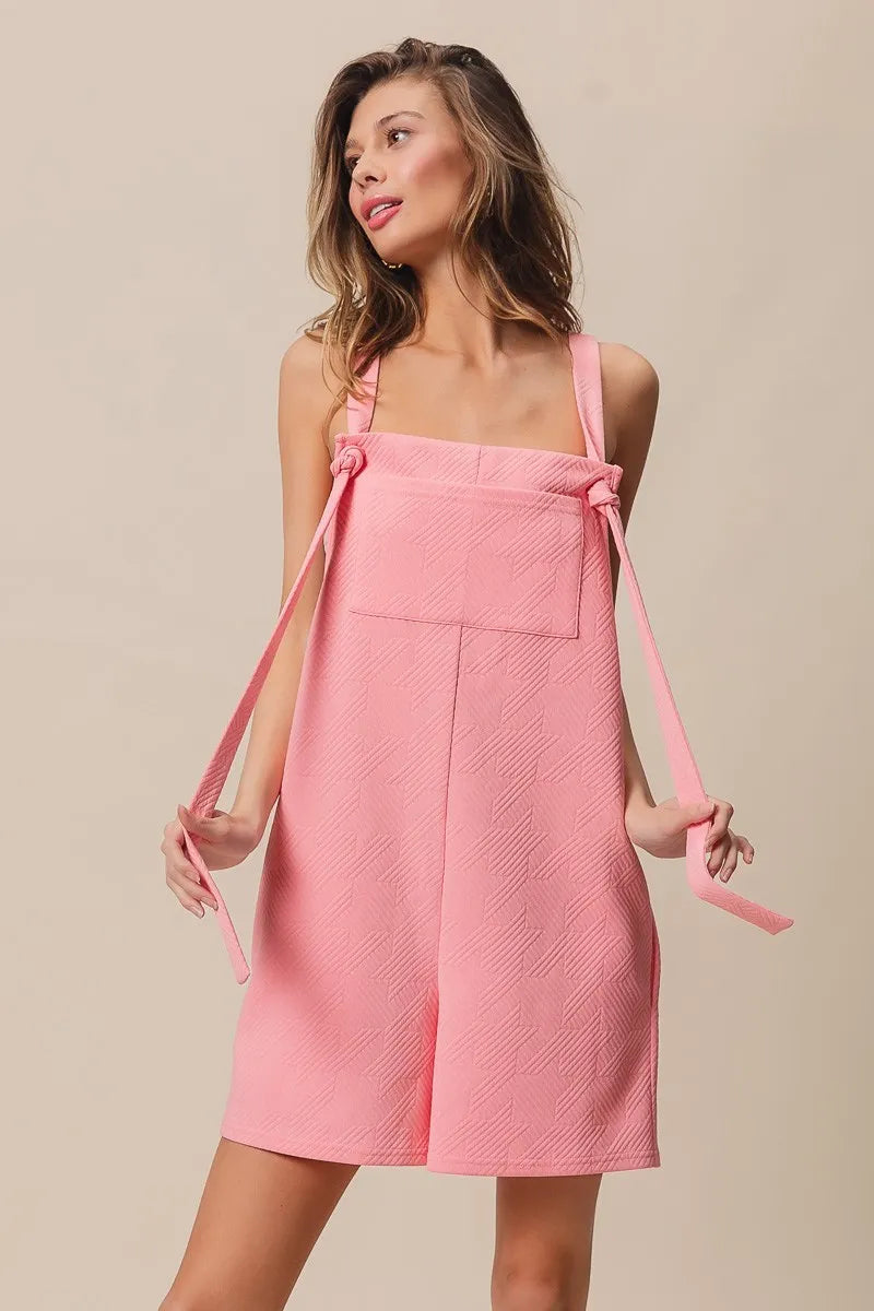 BiBi Blush Pink Texured Jacquard Romper with Side Pockets