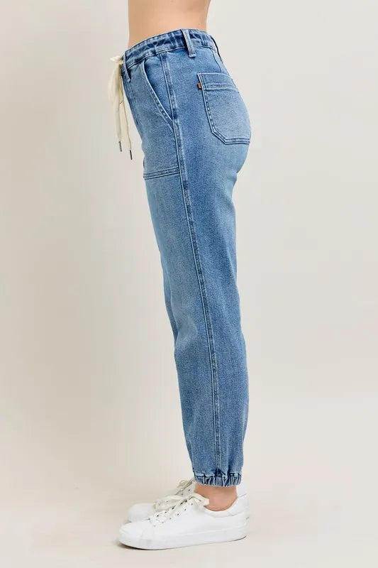 Judy Blue Medium Washed High Waist Denim Jogger