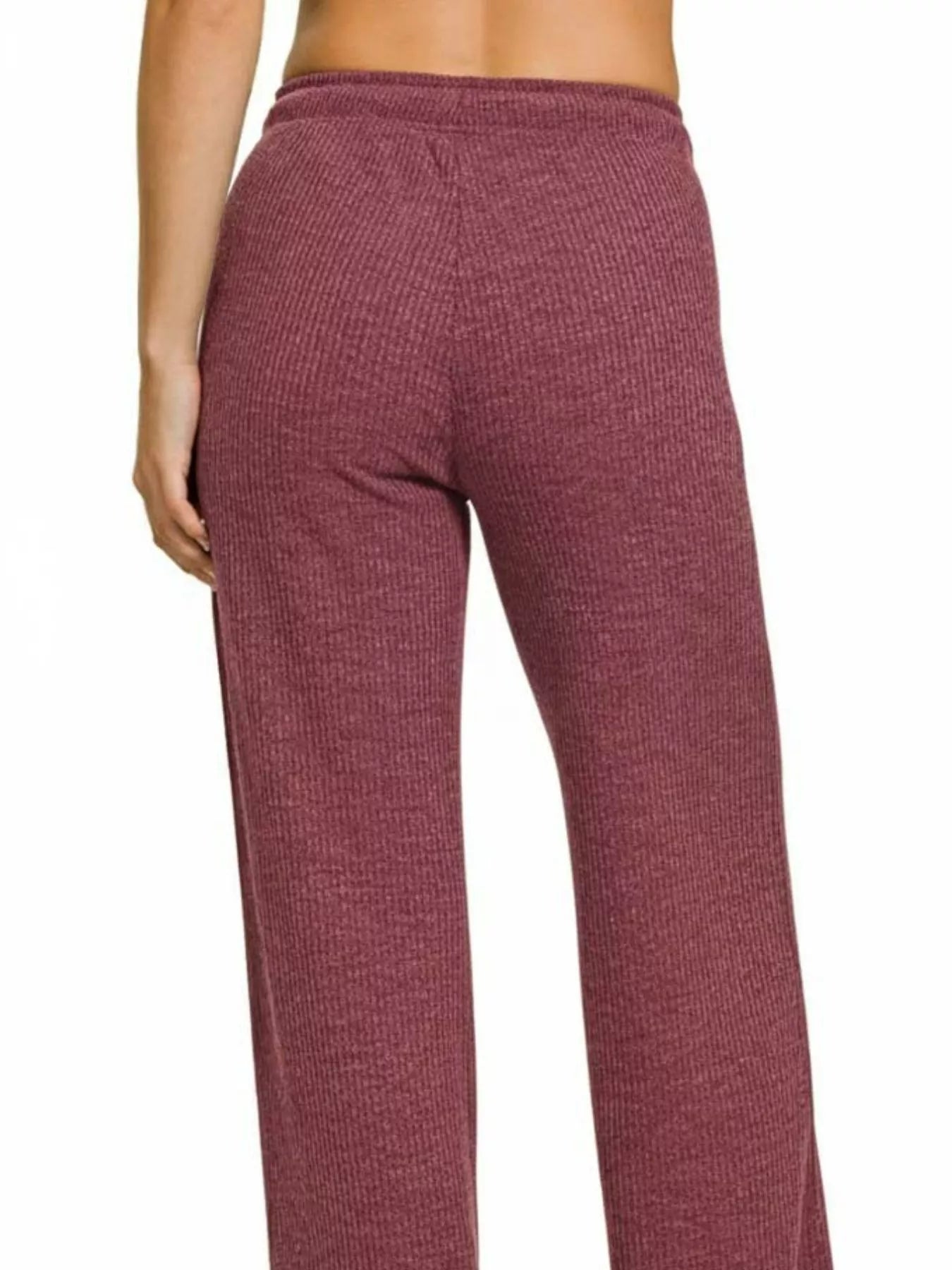 Zenana Cabernet Ribbed Drawstring Lounge Pants