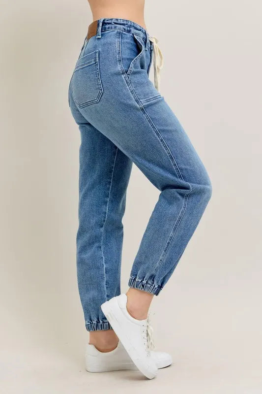 Judy Blue Medium Washed High Waist Denim Jogger