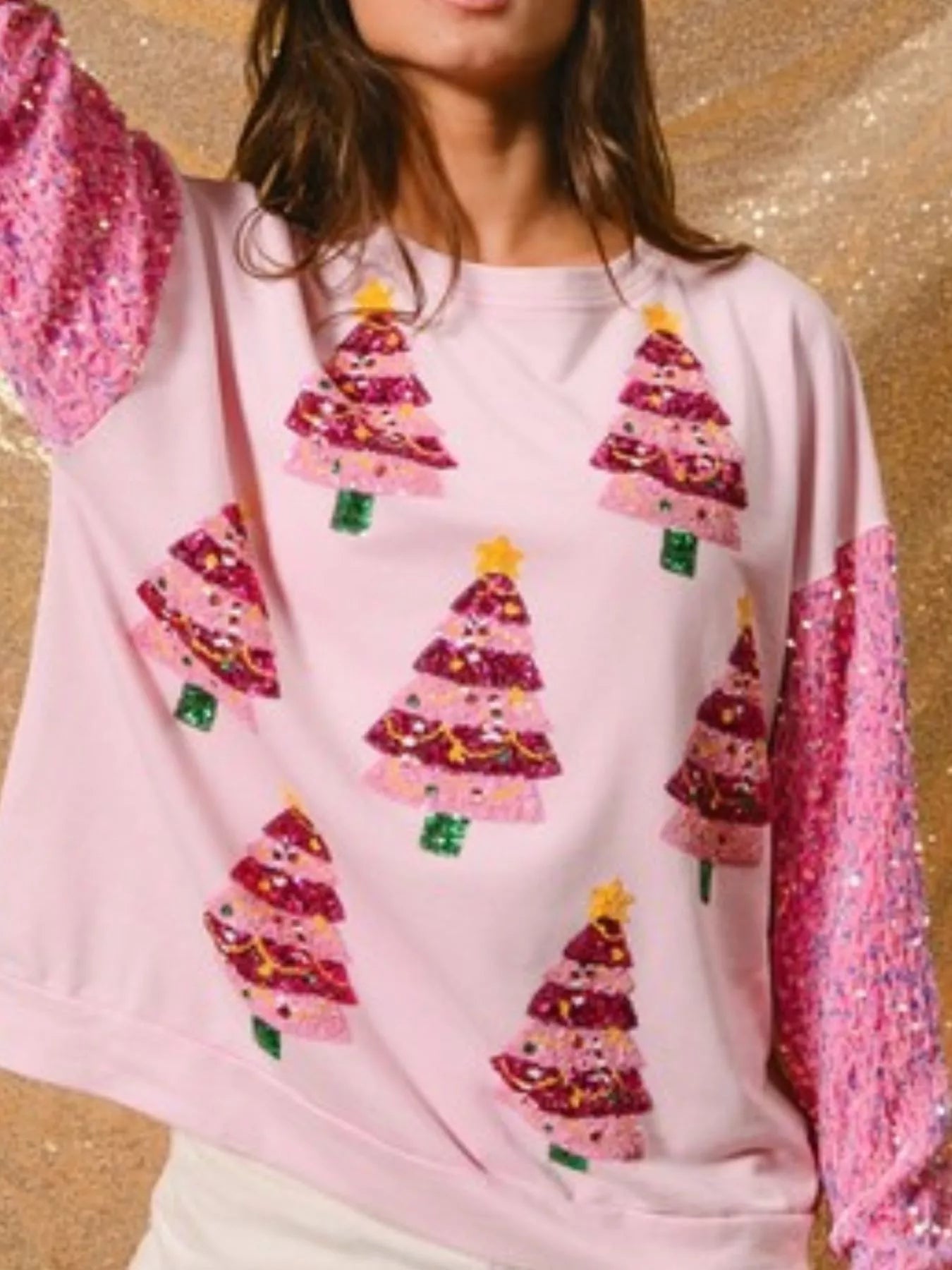 Preorder: Christmas Theme Sequin Long Sleeve Sweatshirt