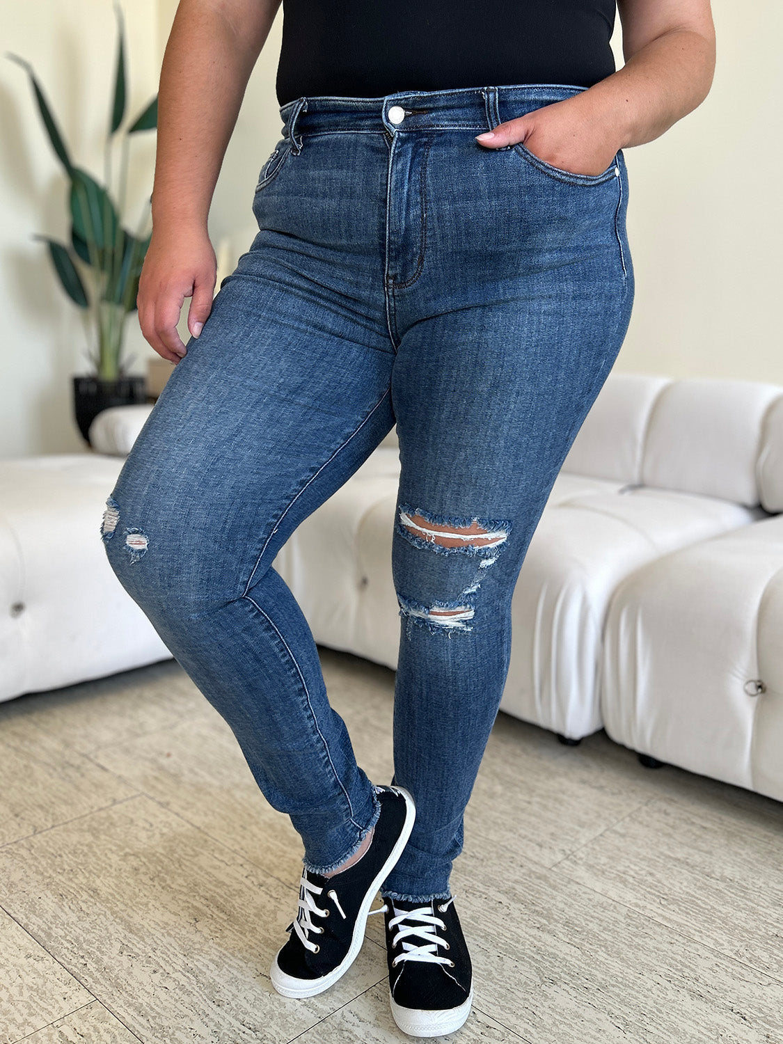 Judy Blue High Waist Distressed Skinny Jeans Pants