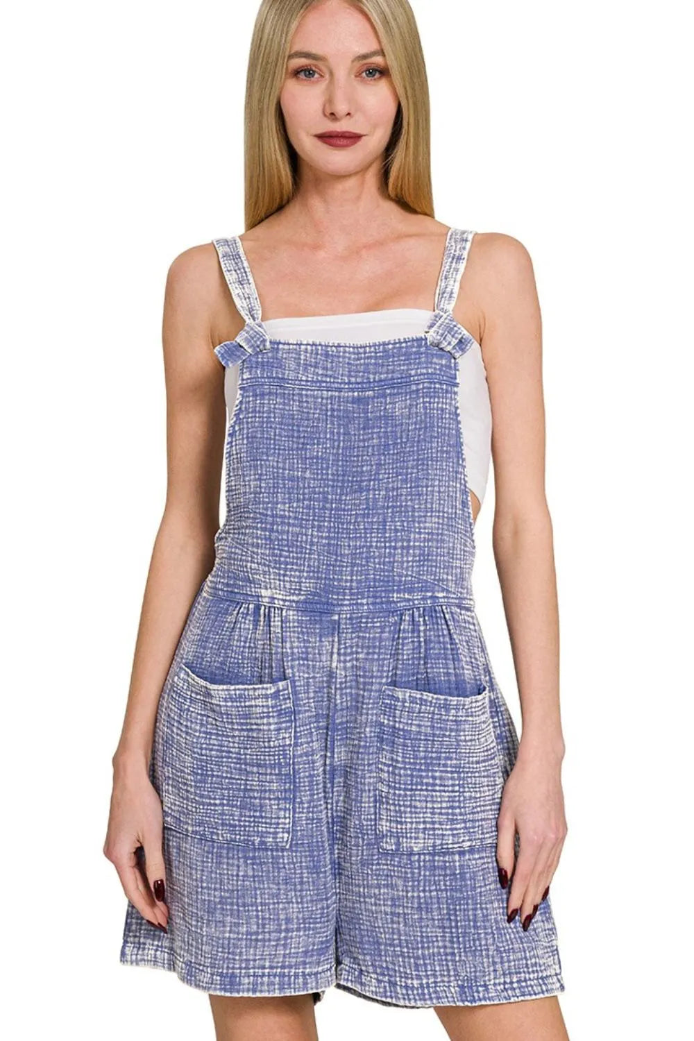 Zenana Marlin Woven Double Gauze Acid Washed Romper MARLIN