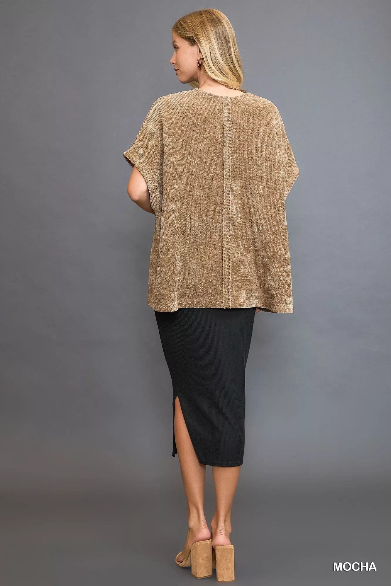 Umgee Mocha Open Front Knit Cardigan with Front Pockets