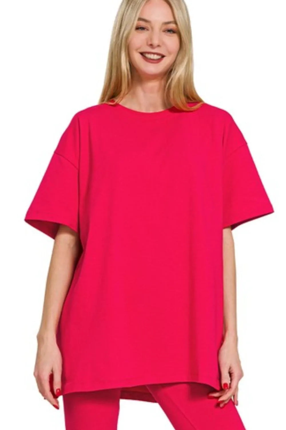 Zenana Ruby Cotton Round Neck Top & Legging Set