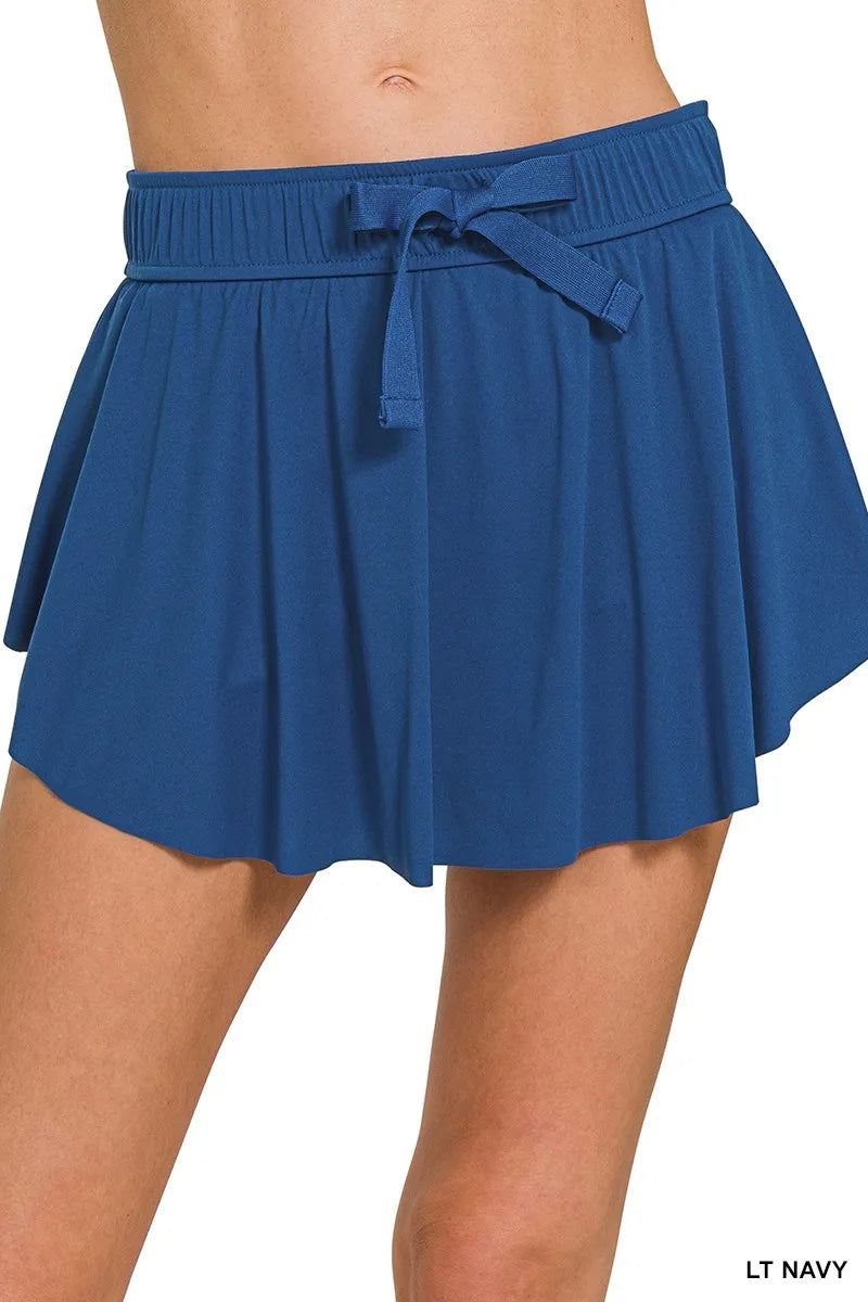 Zenana Light Navy Ruffle Hem Tennis Skirt With Hidden Inner Pockets LT NAVY