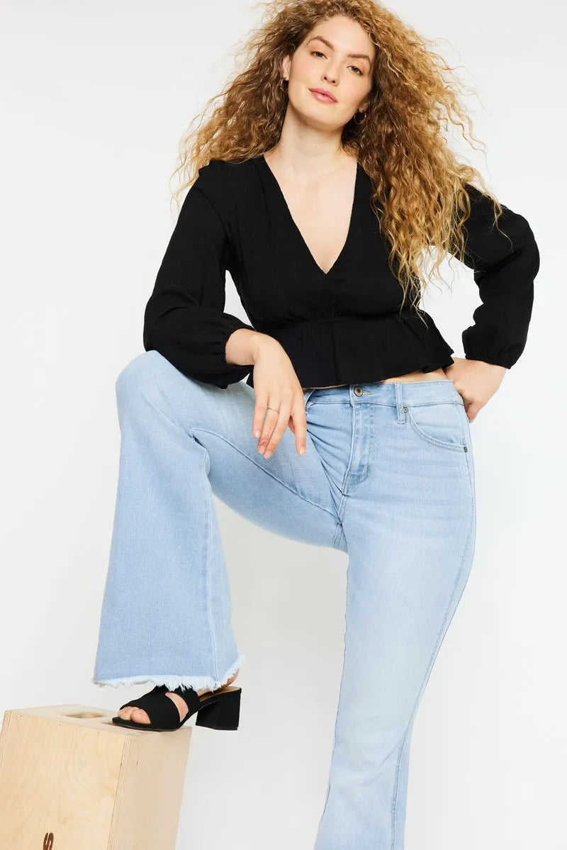 Kancan High Rise Curvy Flare Jeans