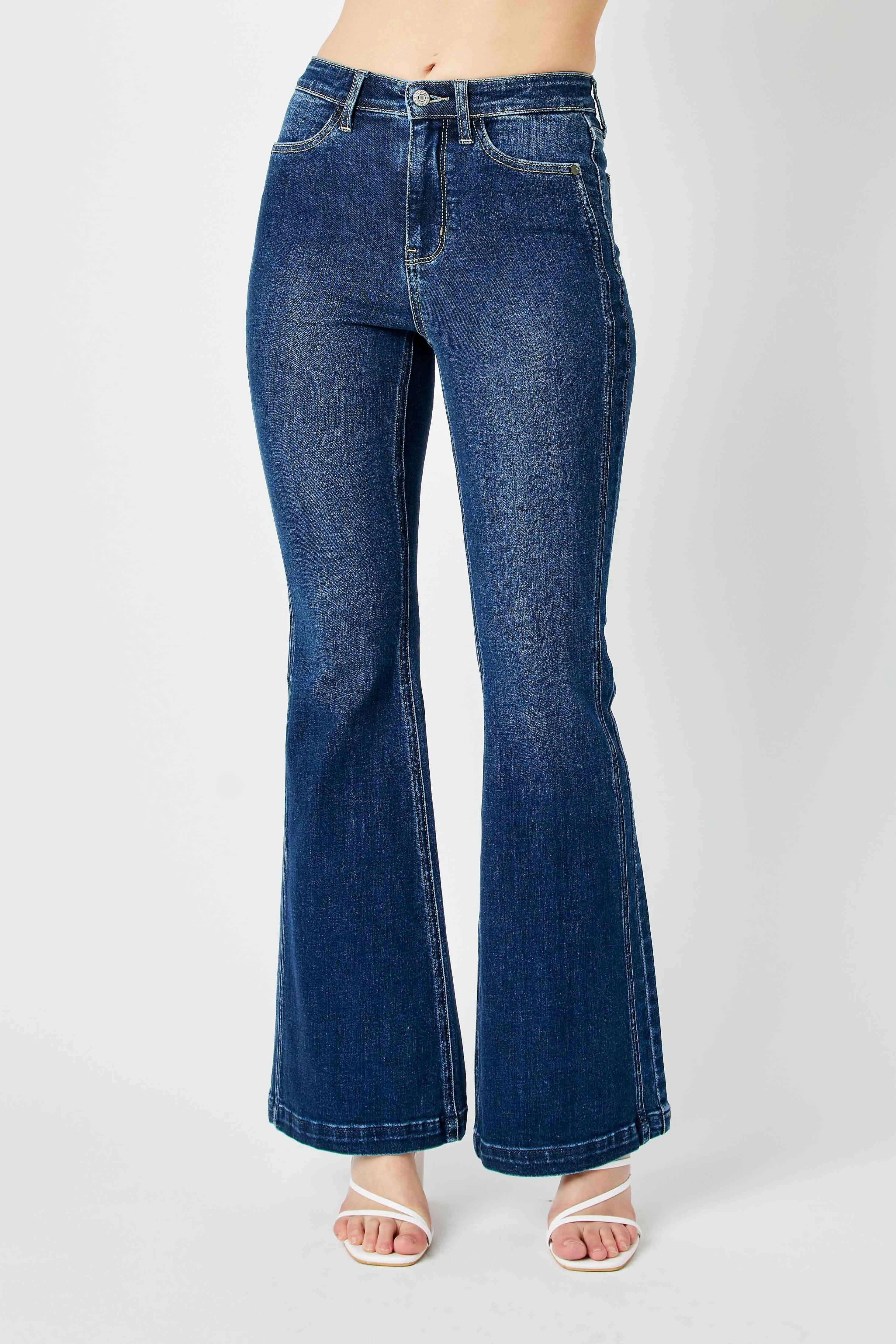Judy Blue High Waisted Angled Side Seam Detail Flare Jeans