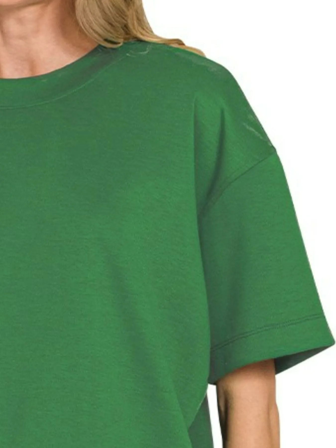 Zenana Dark Green Scuba Short Sleeve Top & Shorts Set