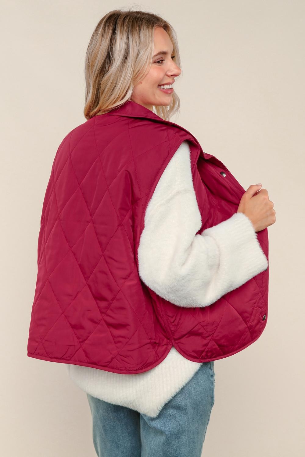 Haptics Dark Red Quilted Puffer Vest Jacket with Full Lining
