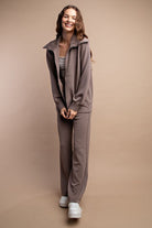 Rae Mode Modal Poly Full Zip Jacket in Mocha Womens