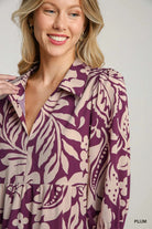 Umgee Plum Floral Print Tiered Midi Dress