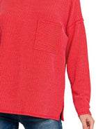 Zenana Ruby Long Sleeve Drop Shoulder Rib Top