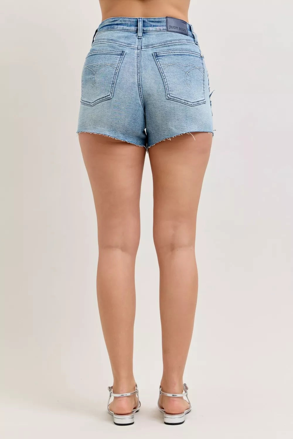 Judy Blue High Waisted Rigid Magic Cut Off Denim Shorts with Raw Side Seams