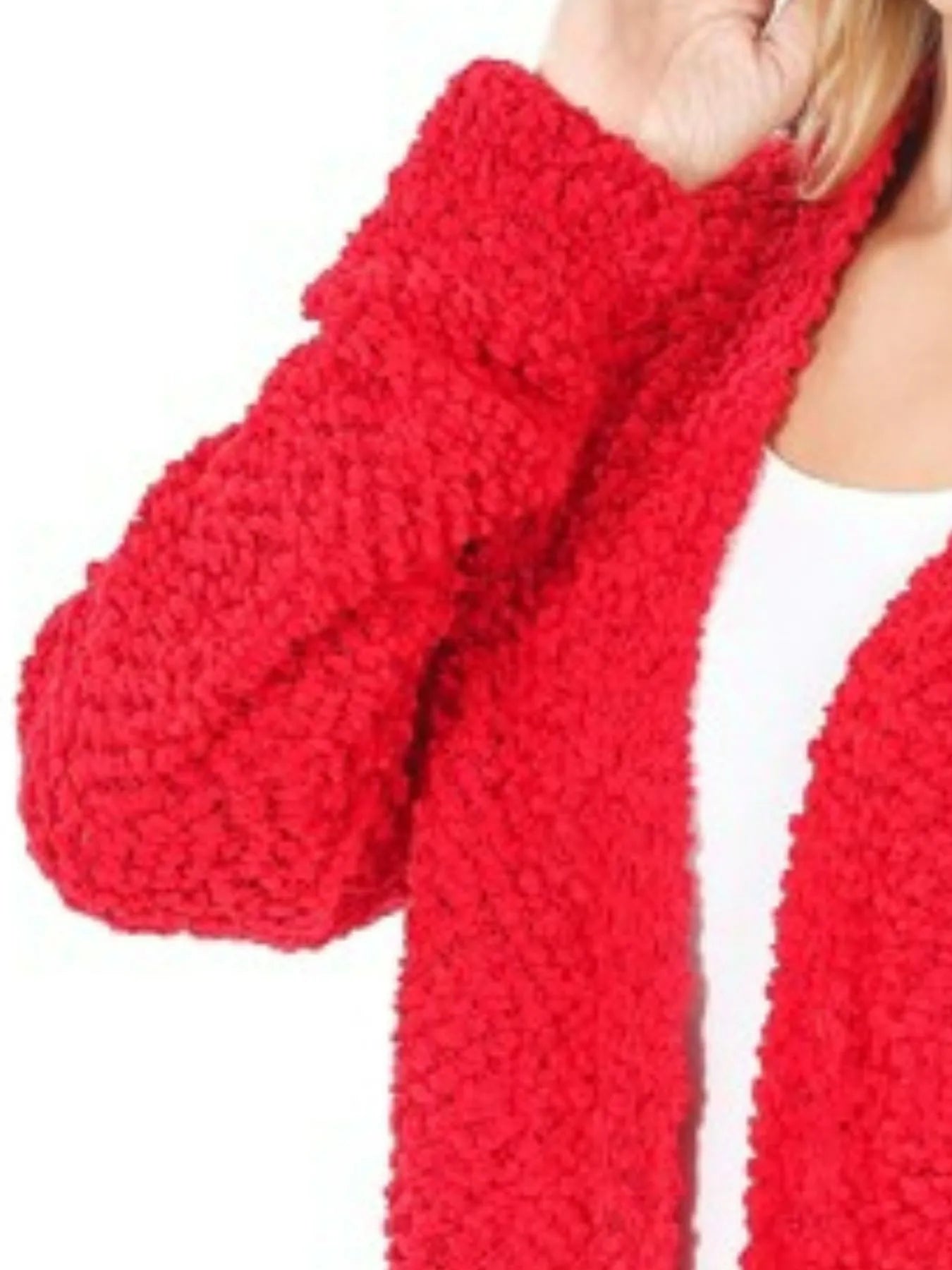 Zenana Ruby Long Sleeve Popcorn Sweater Cardigan with Pockets