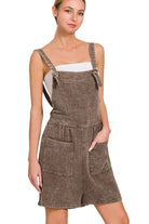 Zenana Dusty Blue Woven Double Gauze Acid Washed Romper