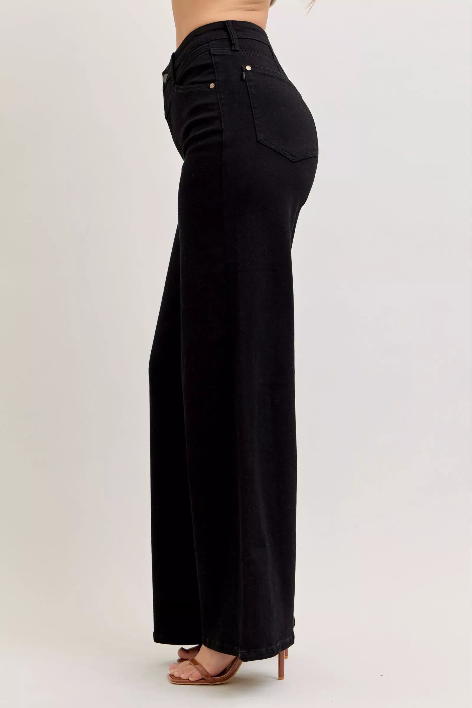 Judy Black Blue High-Waisted Wide Leg Jeans
