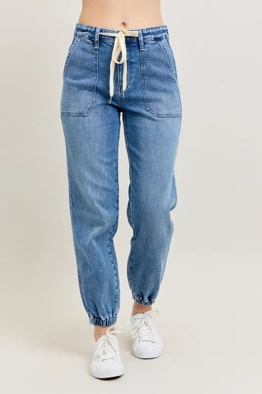 Judy Blue Medium Washed High Waist Denim Jogger