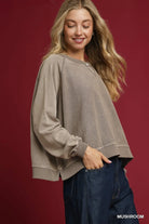 Umgee Mushroom Mineral Wash French Terry Sweatshirt