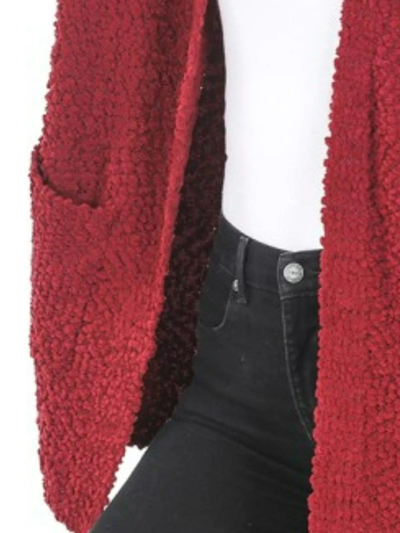 Zenana Cabernet Long Sleeve Popcorn Sweater Cardigan with Pockets
