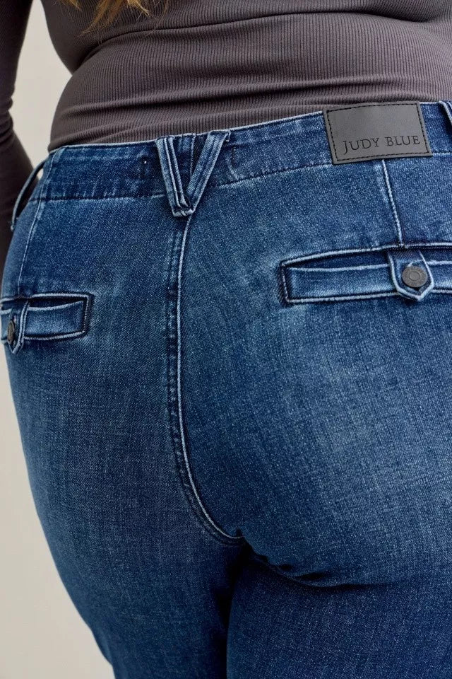 Judy Blue Dark Wash Mid Rise Bootcut Jeans with Welt Pockets