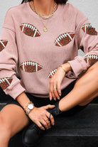 Preorder Ruby Idol Sequin Football Patch Corduroy Sweatshirt Shirts & Tops