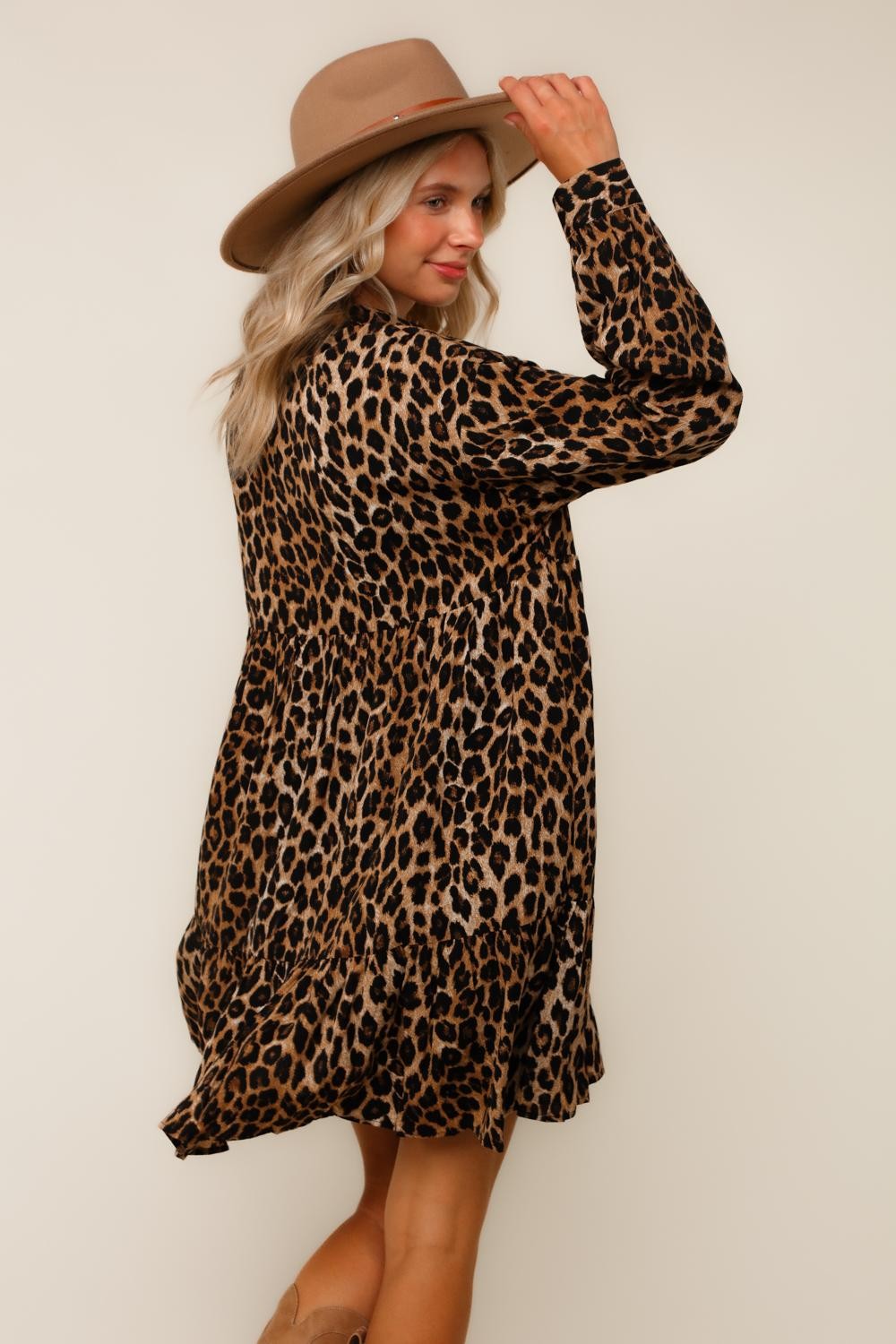 Haptics Babydoll Leopard Print Woven Dress