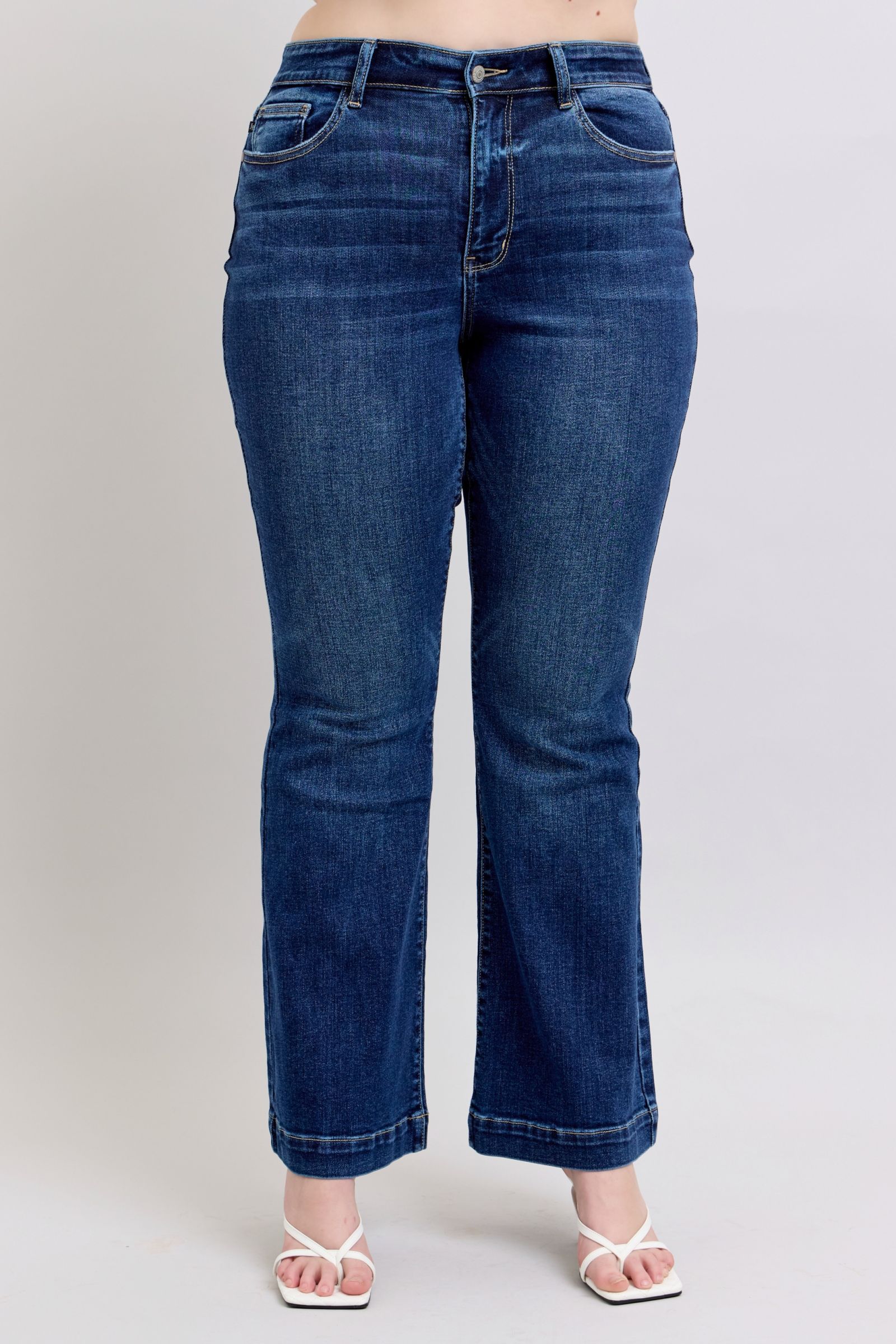 Judy Blue Dark Washed High Rise Flare Jeans with Pockets