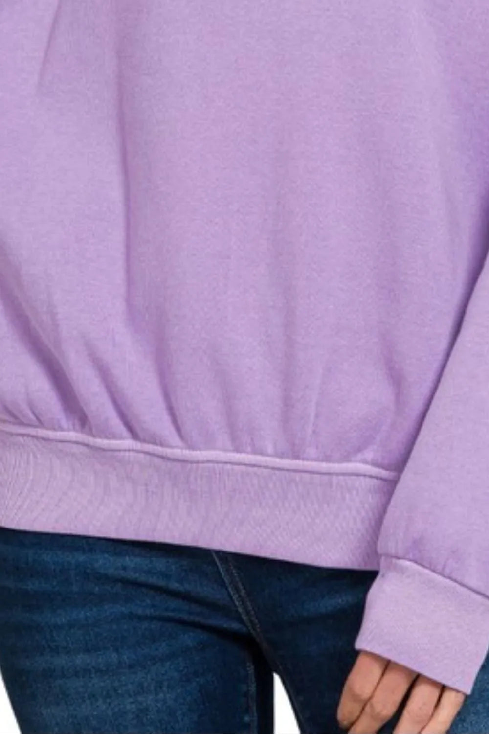 Zenana Lavender French Terry Pigment Dye Round-neck Sweatshirt