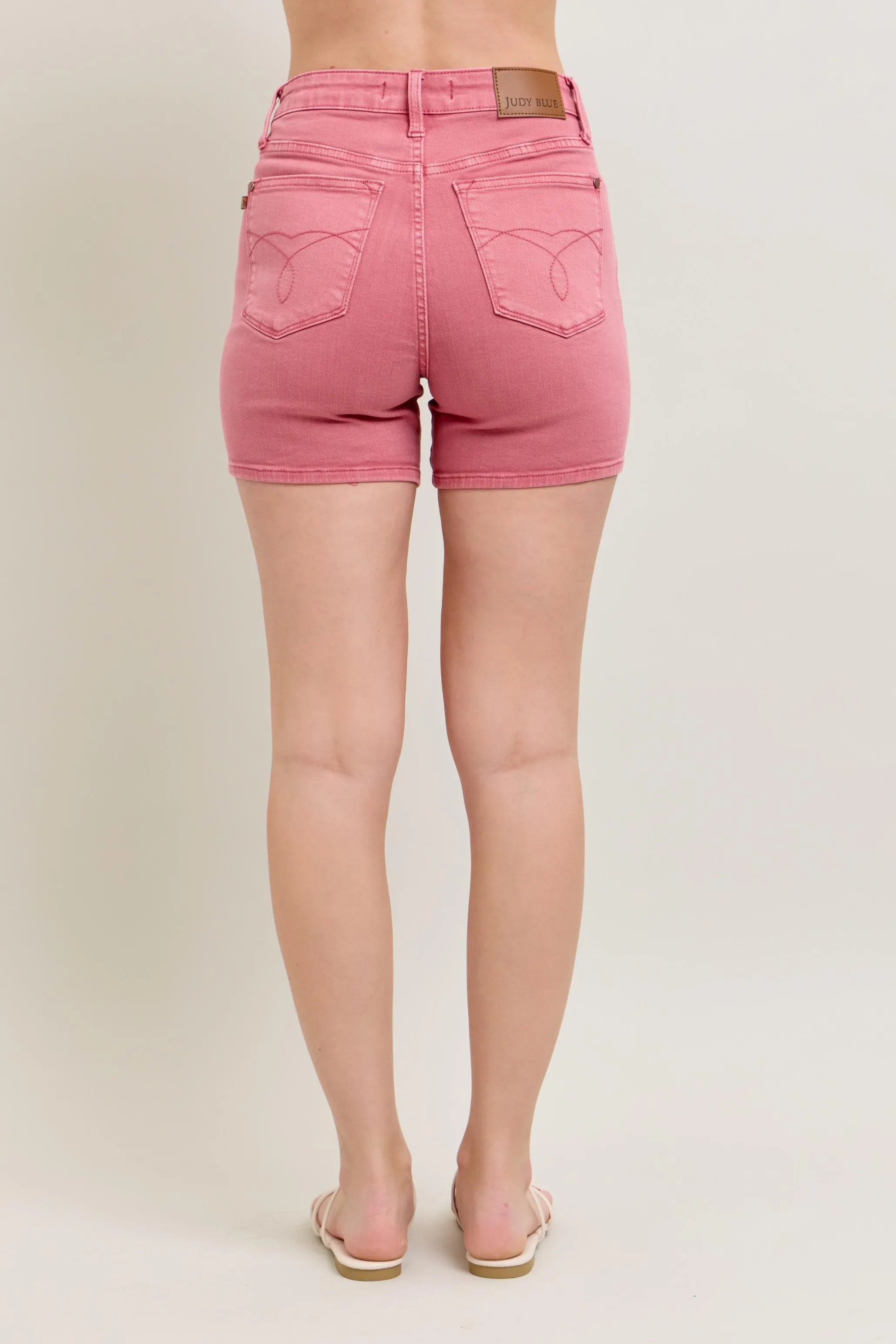 Judy Blue Rose with Pink Back Pocket Embroidery Shorts
