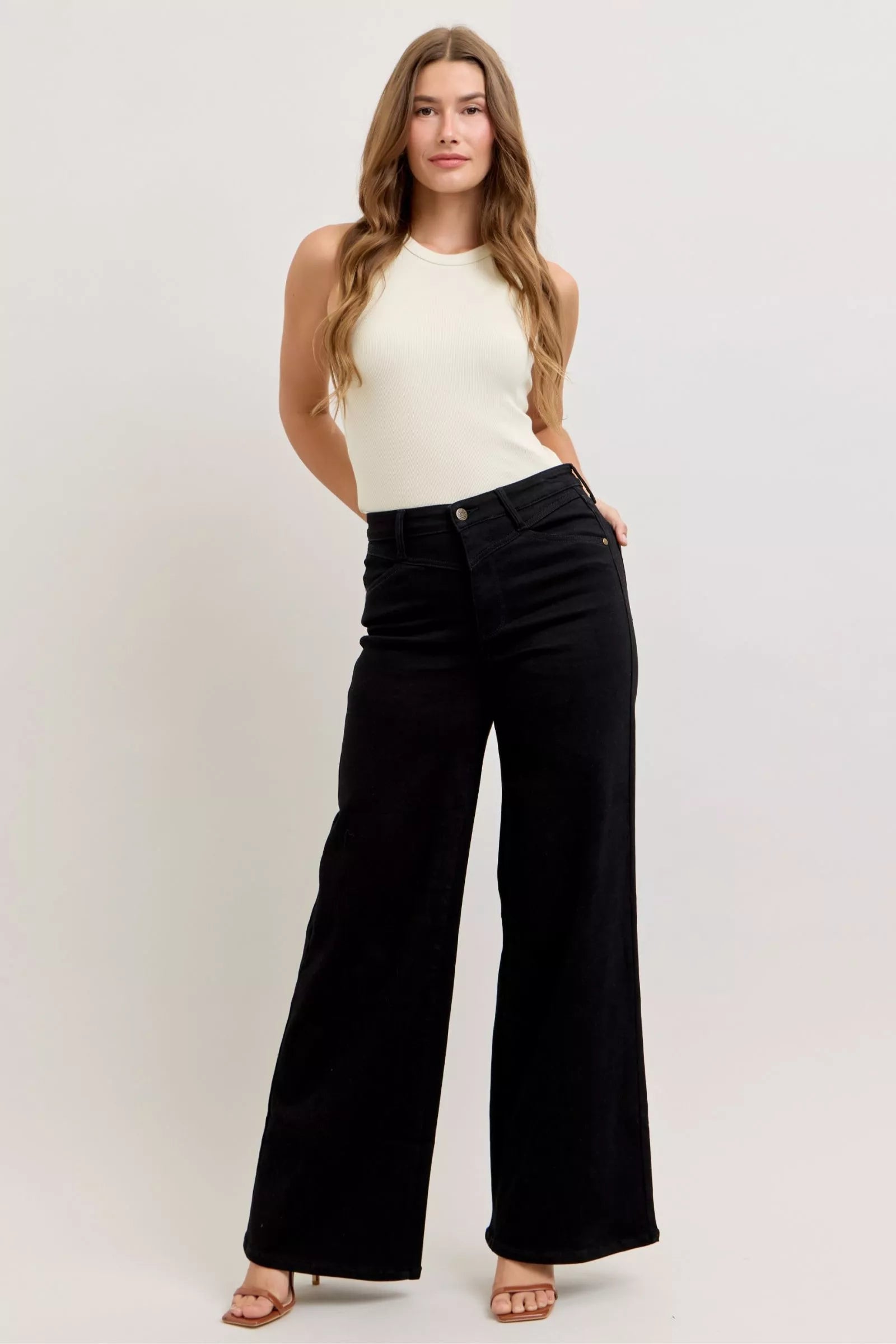 Judy Black Blue High-Waisted Wide Leg Jeans