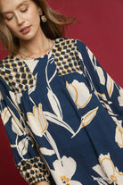 Umgee Midnight Mix Floral High-Low Babydoll Dress