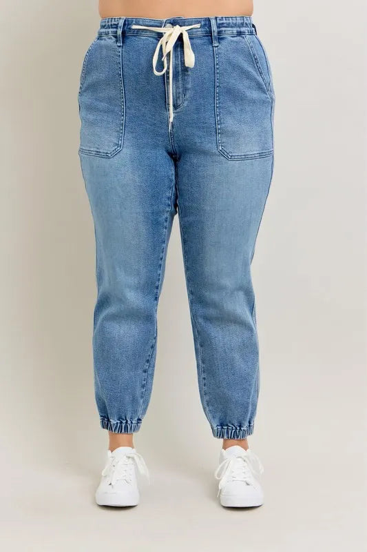 Judy Blue Medium Washed High Waist Denim Jogger